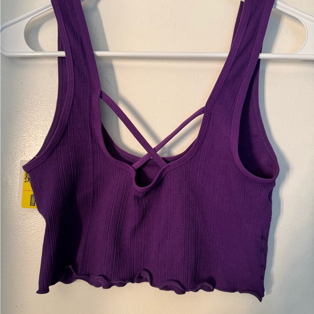 Abound Purple Ribbed Crop Top - Picture 6 of 6